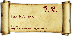 Tax Nándor névjegykártya