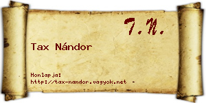 Tax Nándor névjegykártya